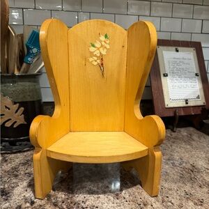 vintage wooden doll chair plant stand handmade hand-painted made in USA